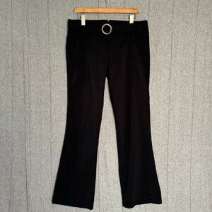 Y2K Vintage Sugar Rush Black Stretch Silver Buckle Belt Mid Rise Flare Leg Pant